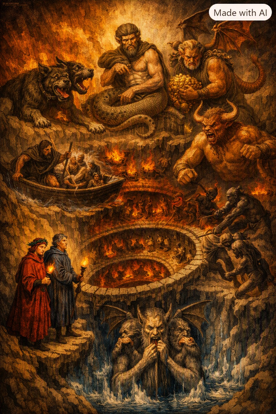 The guardians of Hell in a single illustration.
