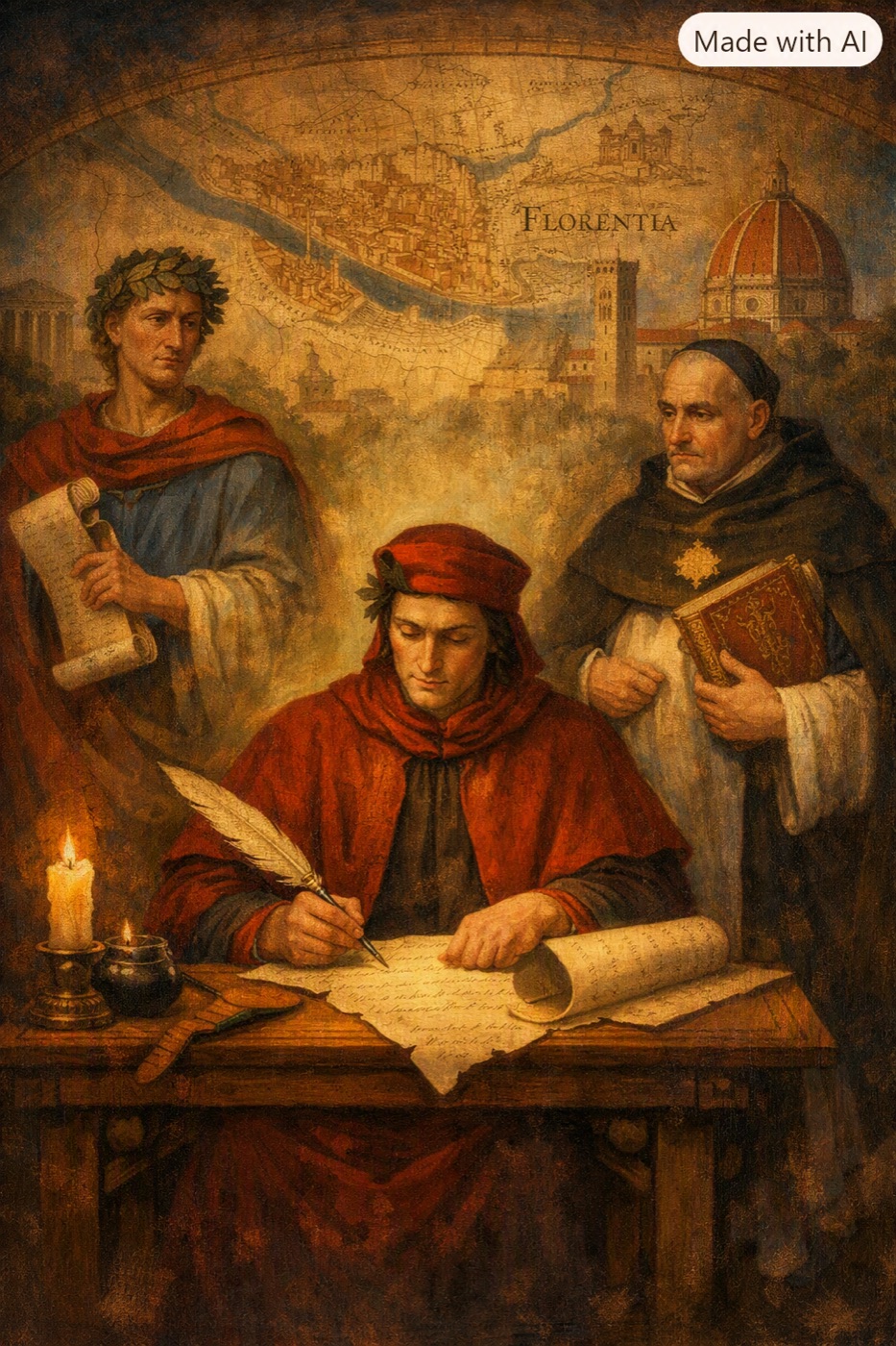 An illustration of the sources that shaped Dante's world.